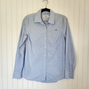 VINEYARD VINES Blue White Striped Classic Essential Full Button Front Size 0